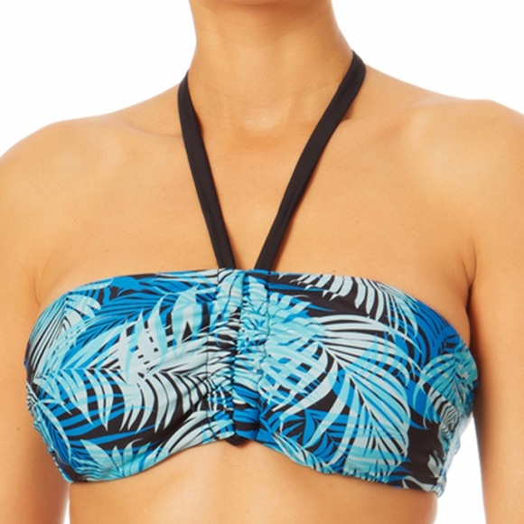 Time and Tru Womens 2pc Blue Palm Leaf Print Bikini Set Size XL-1X 16/18 - Picture 2 of 12